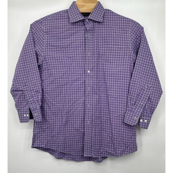Ralph Lauren Mens Button Down Long Sleeve Slim Fit Shirt Purple Gingham 17-32/33 - Picture 7 of 11